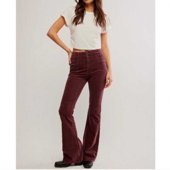 FREE PEOPLE / WTF WOMEN'S  jayde seamed corduroy flare pants  Size 30 NEW - Picture 1 of 8
